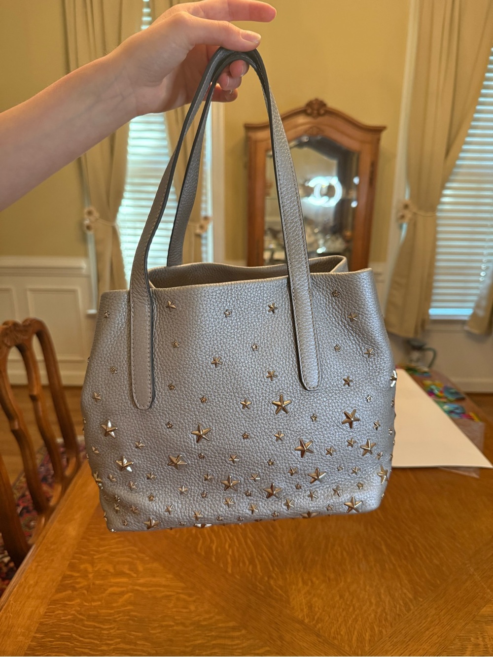 Jimmy Choo Sofia Leather Star-Studded Tote Bag